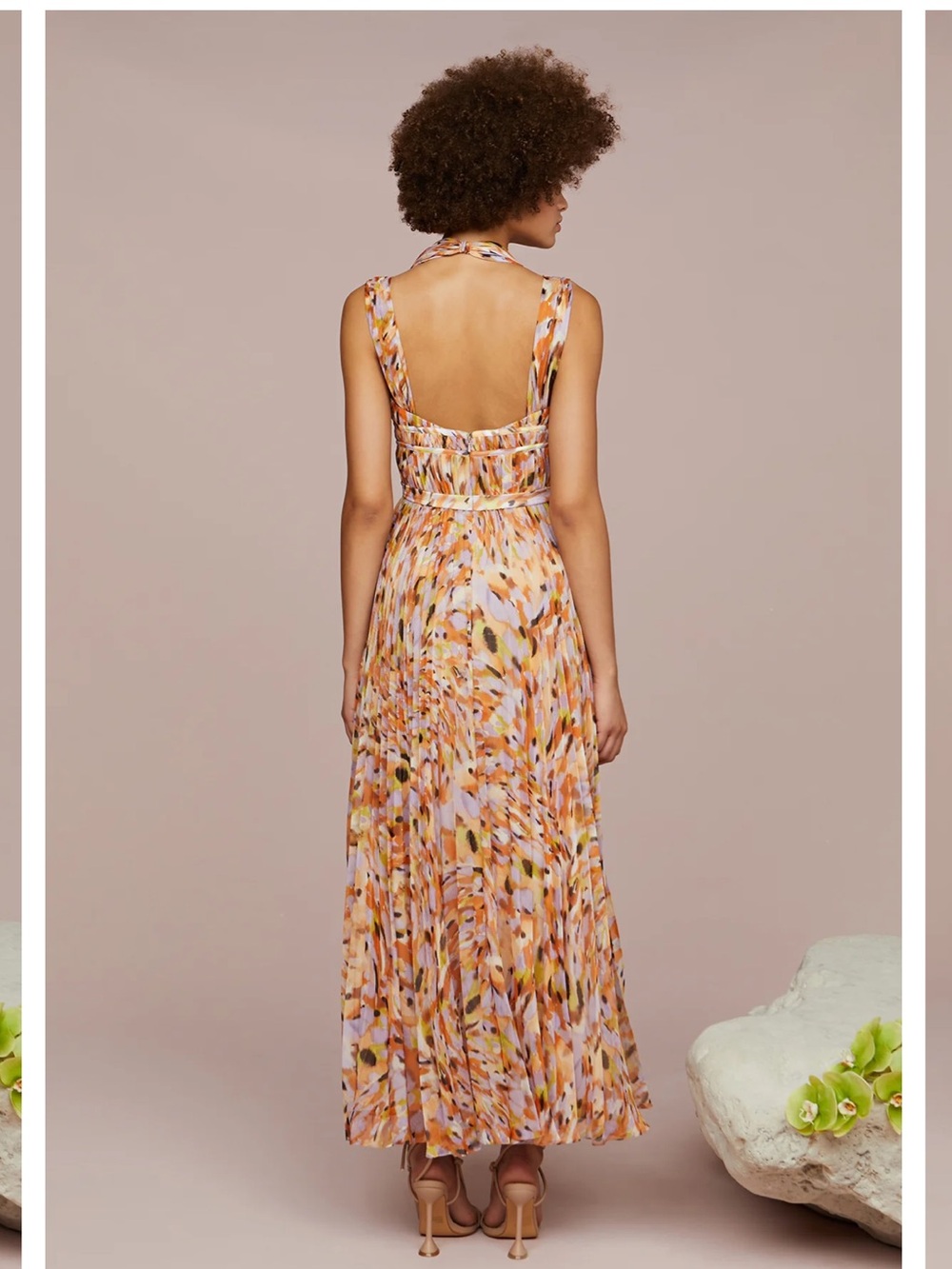 AMUR Neve Pleated Chiffon Dress in Pebble Beach - Picture 2 of 16